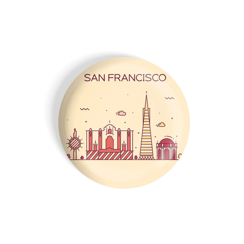dhcrafts Round Fridge Magnet Brown Color San Francisco Glossy Finish Design Pack of 1 (58 mm)